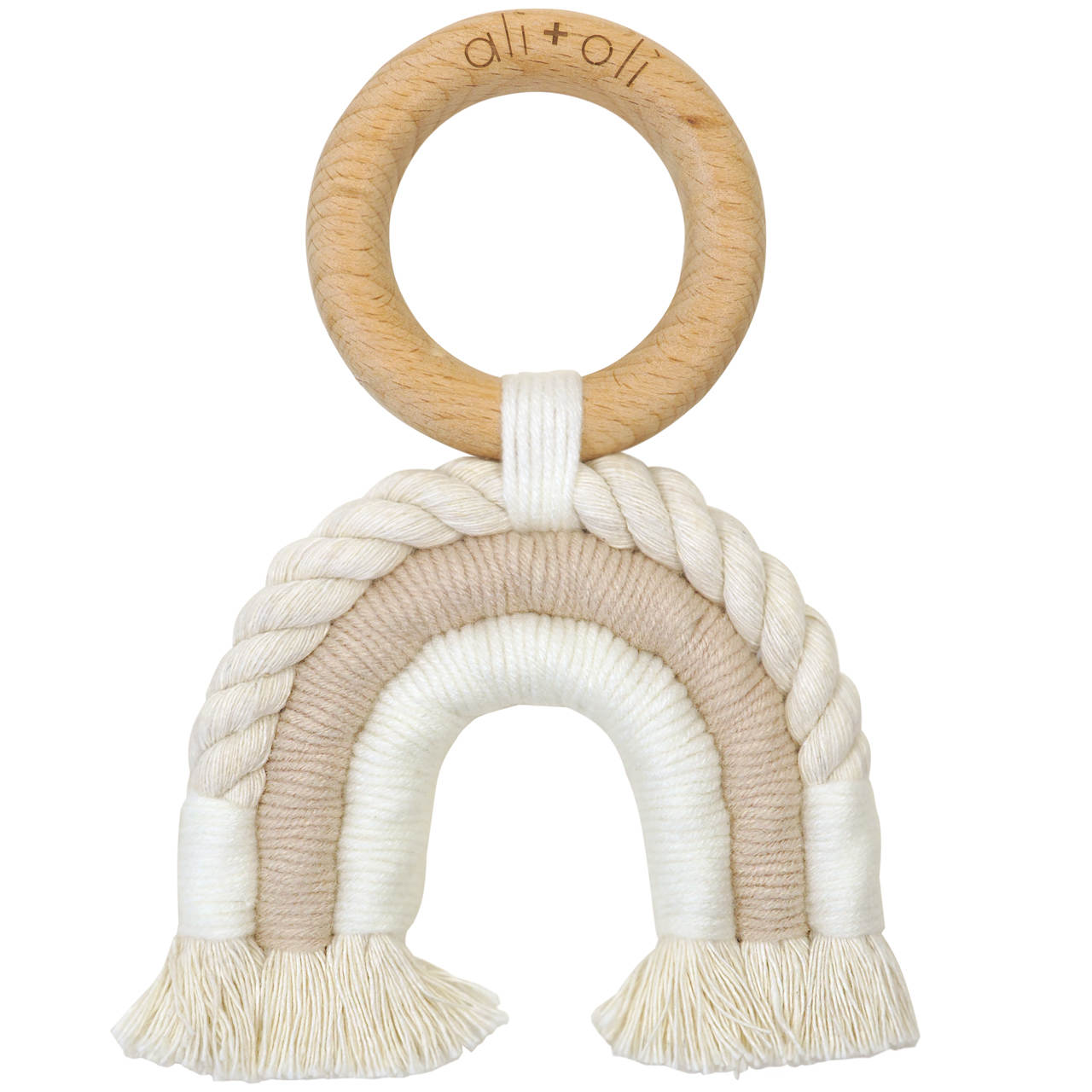 Mini-Macramé Rainbow Teething Toy for Baby (Sand)