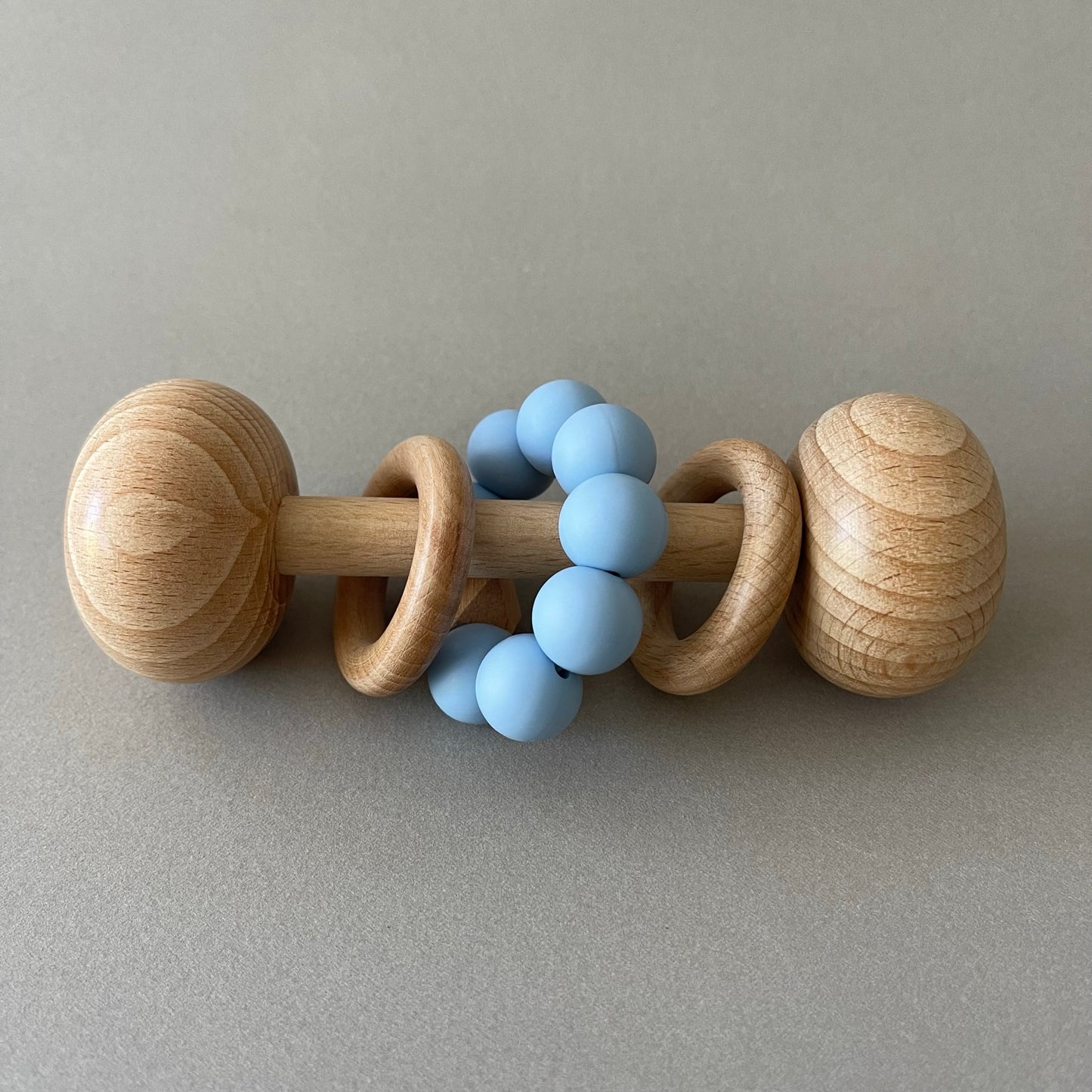 Wooden Baby Rattle Toys for Babies with (Cloud) Silicone Beads