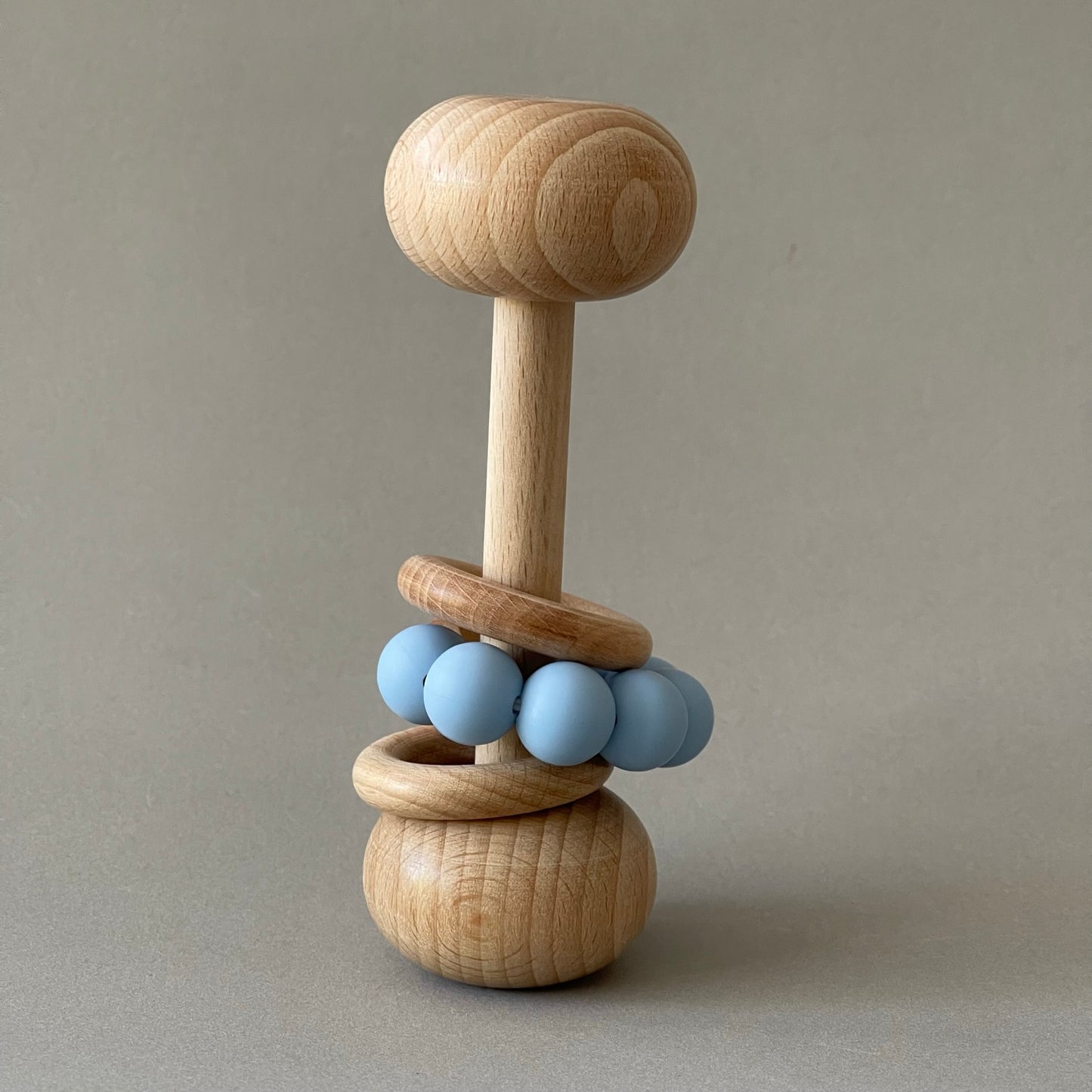 Wooden Baby Rattle Toys for Babies with (Cloud) Silicone Beads